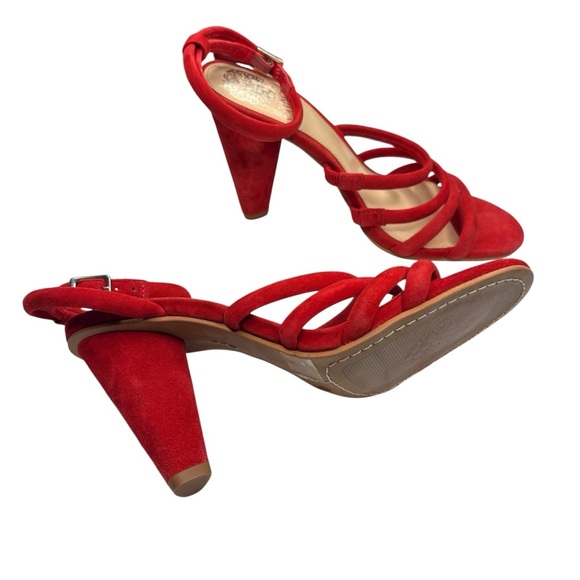VINCE CAMUTO | Kaniana Red Suede Strappy Heels | 7.5 - Picture 6 of 13